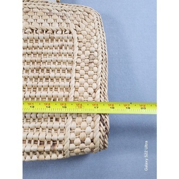 Vintage Made in Italy Straw Bag Wood Handle Quiet Luxury Garfinckel's Boho zzz - Picture 8 of 11